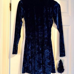 Adult Blue Velvet Figure Skating Dress